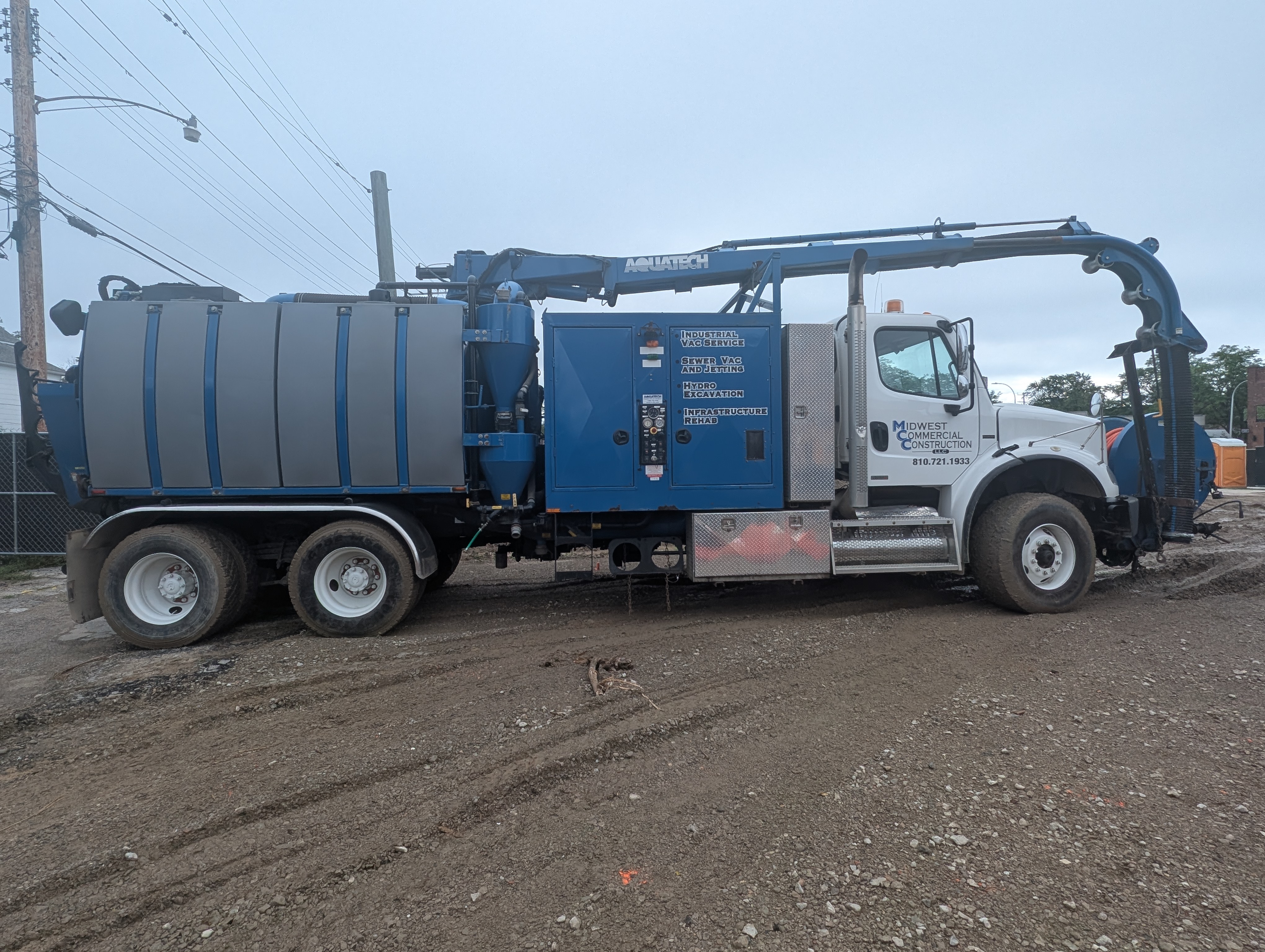 Midwest Infra vacuum truck at a Michigan trenchless infrastructure rehabilitation project